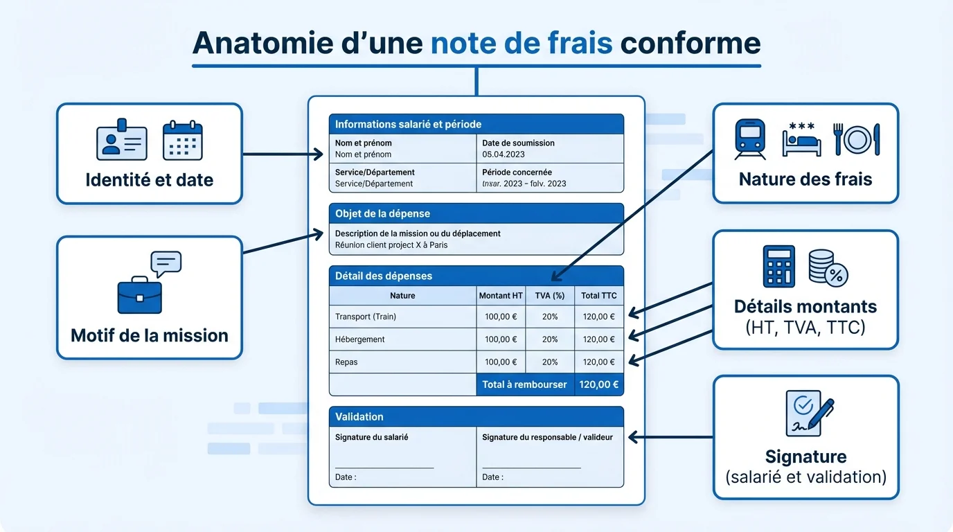 Anatomie d'une note de frais conforme