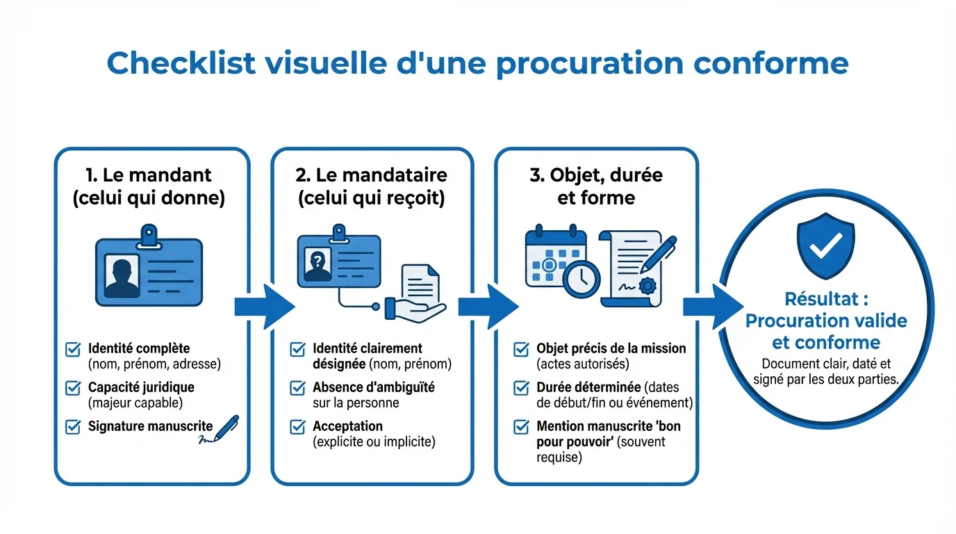 Checklist visuelle d'une procuration conforme