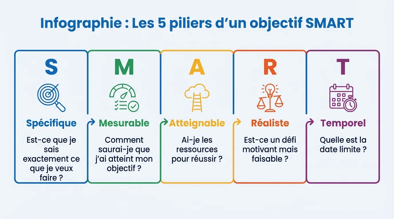 Infographie : Les 5 piliers d'un objectif SMART