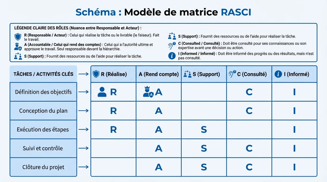 Schéma : Modèle de matrice RASCI