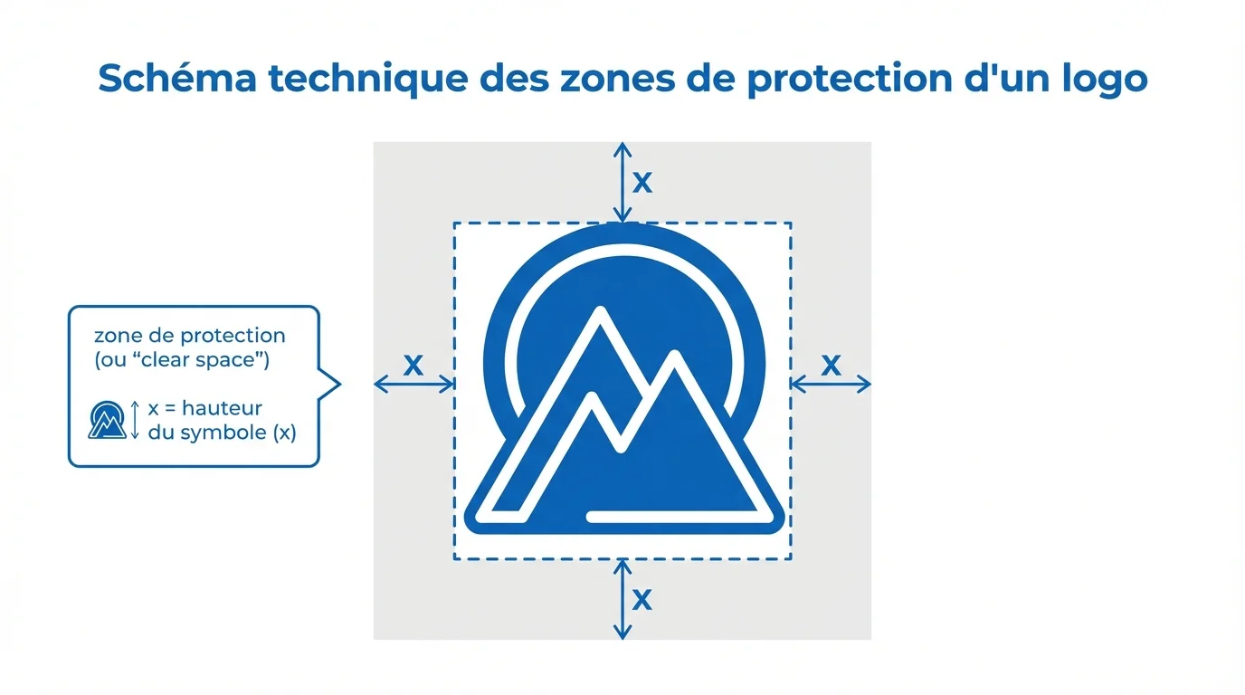 Schéma technique des zones de protection d'un logo