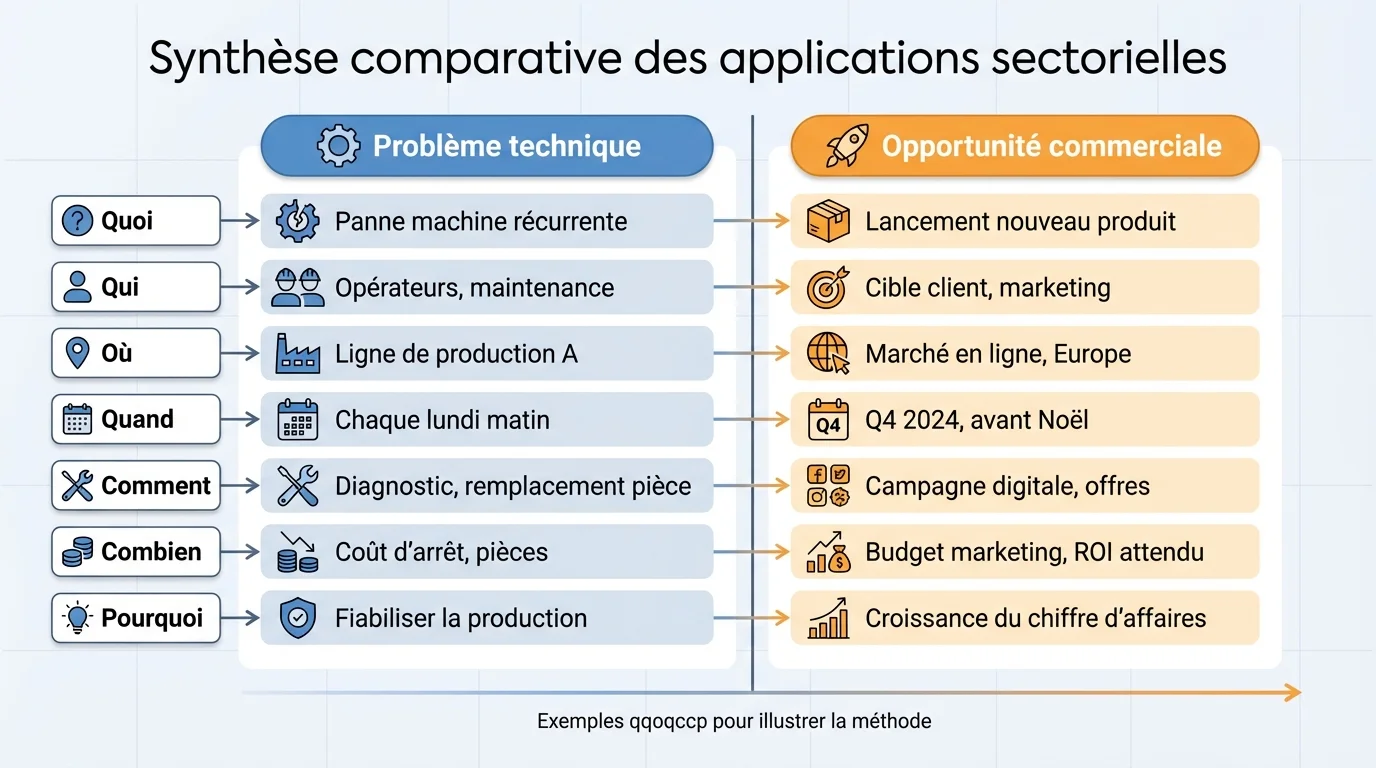 Synthèse comparative des applications sectorielles