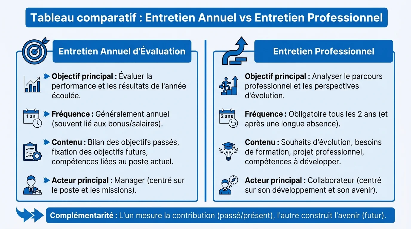 Tableau comparatif : Entretien Annuel vs Entretien Professionnel
