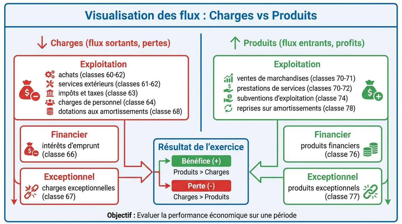 Visualisation des flux : Charges vs Produits