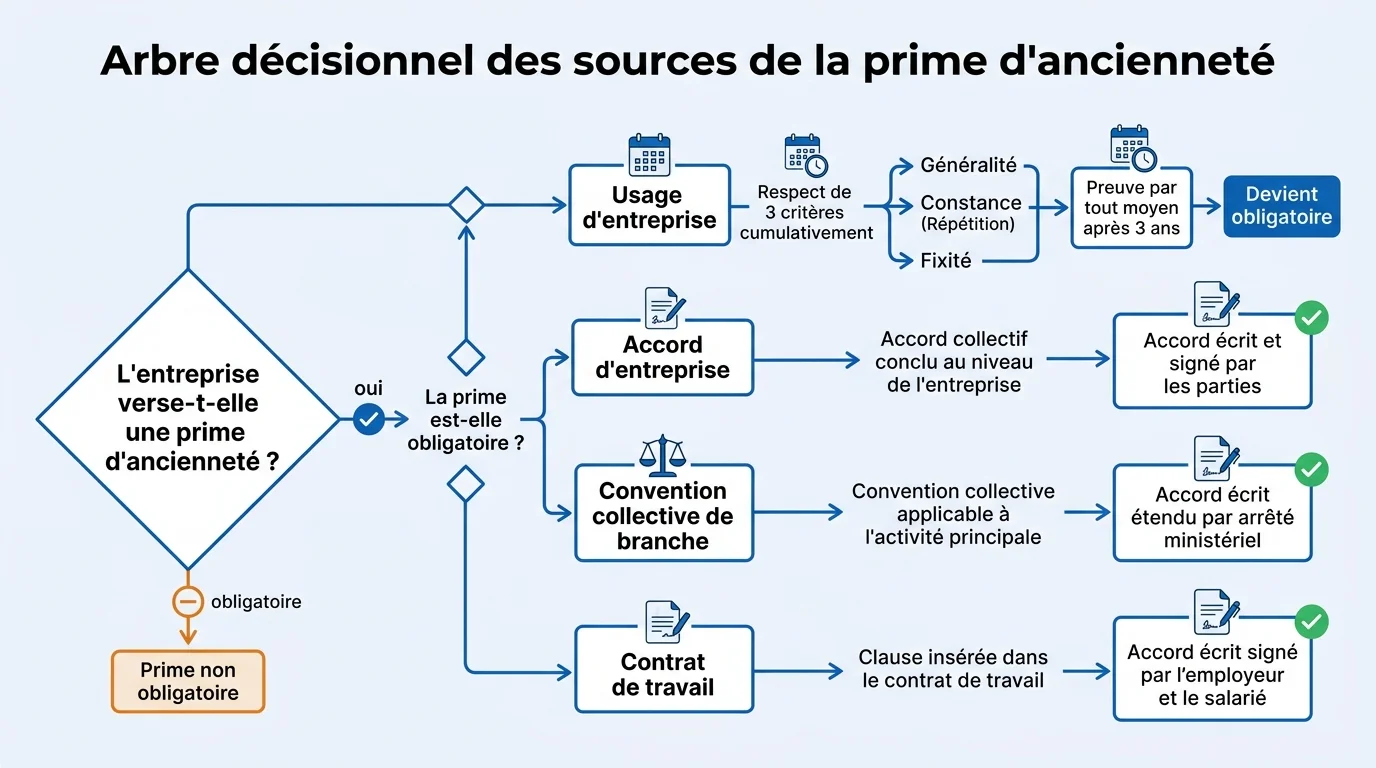 Arbre décisionnel des sources de la prime d'ancienneté