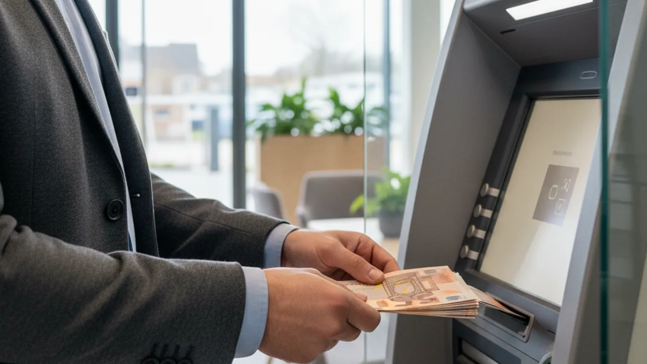 Dépôt d'espèces à l'automate d'une agence bancaire