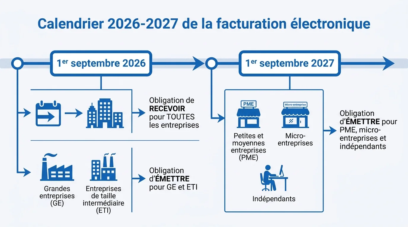 Calendrier 2026-2027 de la facturation electronique