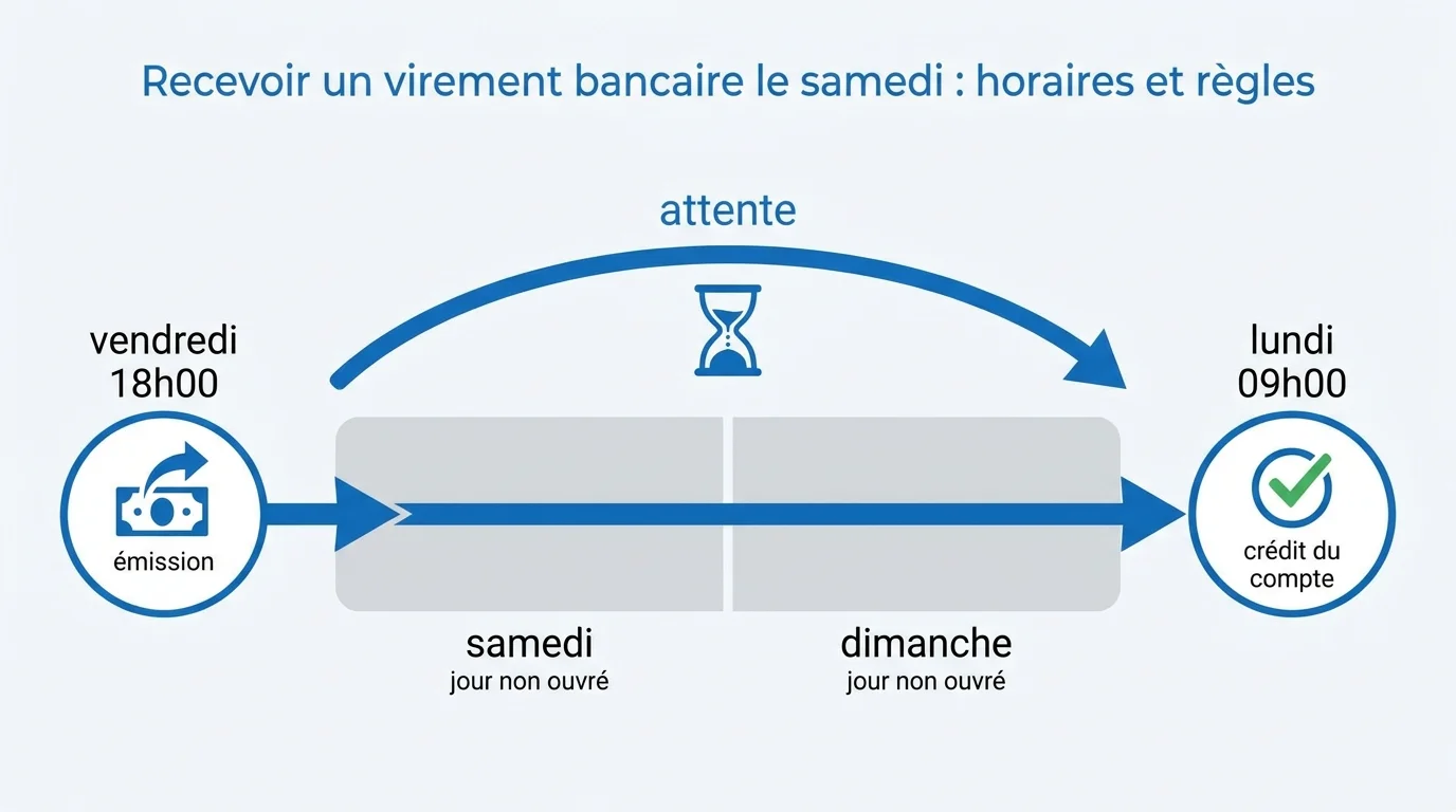 Timeline d'un virement émis vendredi 18h