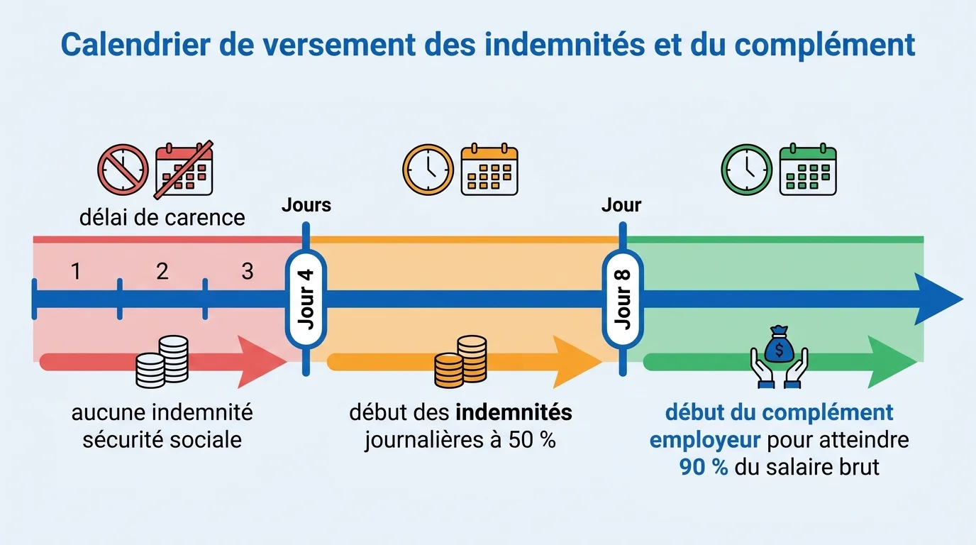 Calendrier de versement des indemnités et du complément