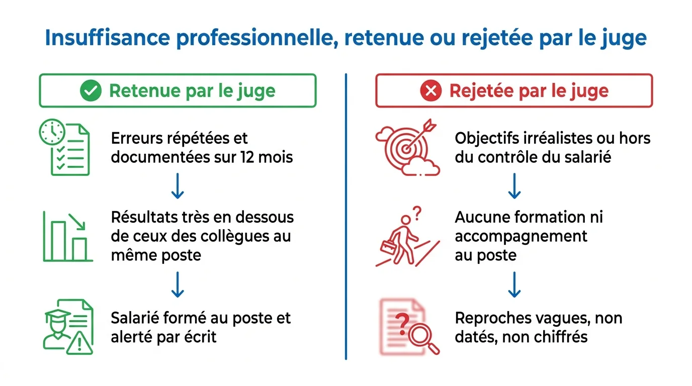 Ce que le juge retient et ce qu'il écarte en matière d'insuffisance professionnelle