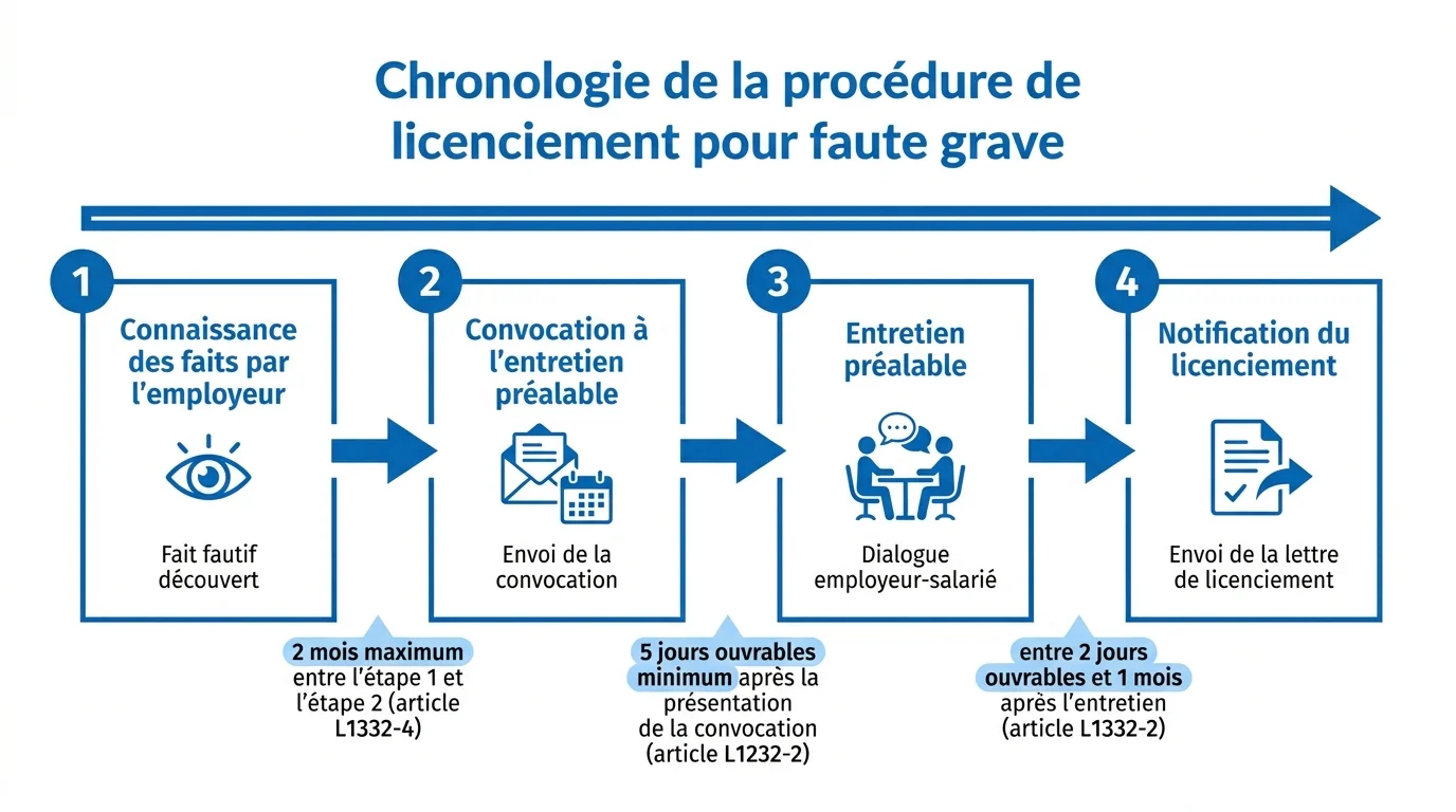 Chronologie de la procédure de licenciement pour faute grave